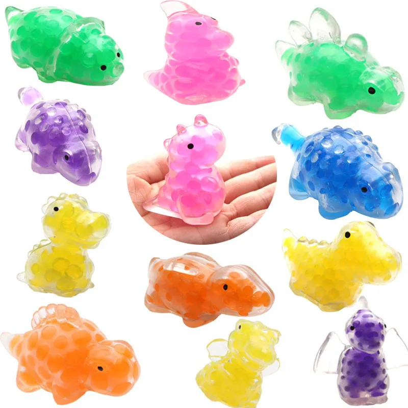 

New Cute TPR Animal Sensory Fidget Stress Balls with Water Beads Stress Relief Dinosaur Squeeze Ball Toys for Kids Toddlers