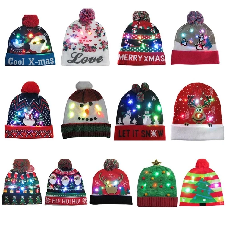 2020 New Year Hat Manufacturer Cusotn Christmas Led Beanie Hat,Gorros ...