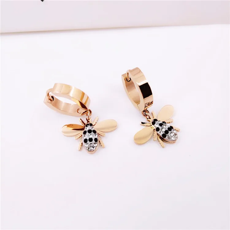 

Handmade Fashion Wholesale Rose Gold Plated Charm Pendant Women Small Hoop Men 2020 Jewelry Stainless Steel Earrings