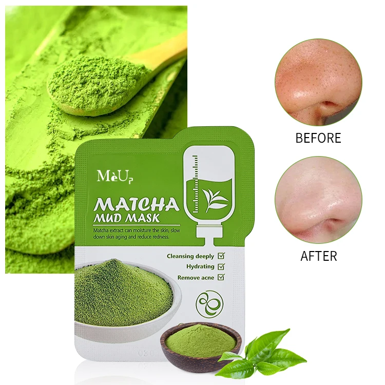 

Private Label Oil Control 12pcs/pack Green Tea Mascarillasl Facial Mask Face & Body Mask Skin Care Matcha Mud Clay Facial Mask, Pink color