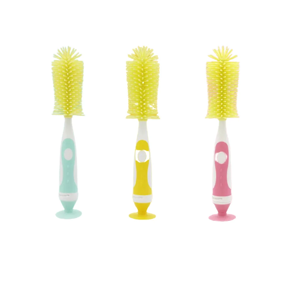 

Hot Sale Flexible Long Soft Natural Silicone Eco Friendly Baby Feeding Bottle Cleaning Brush