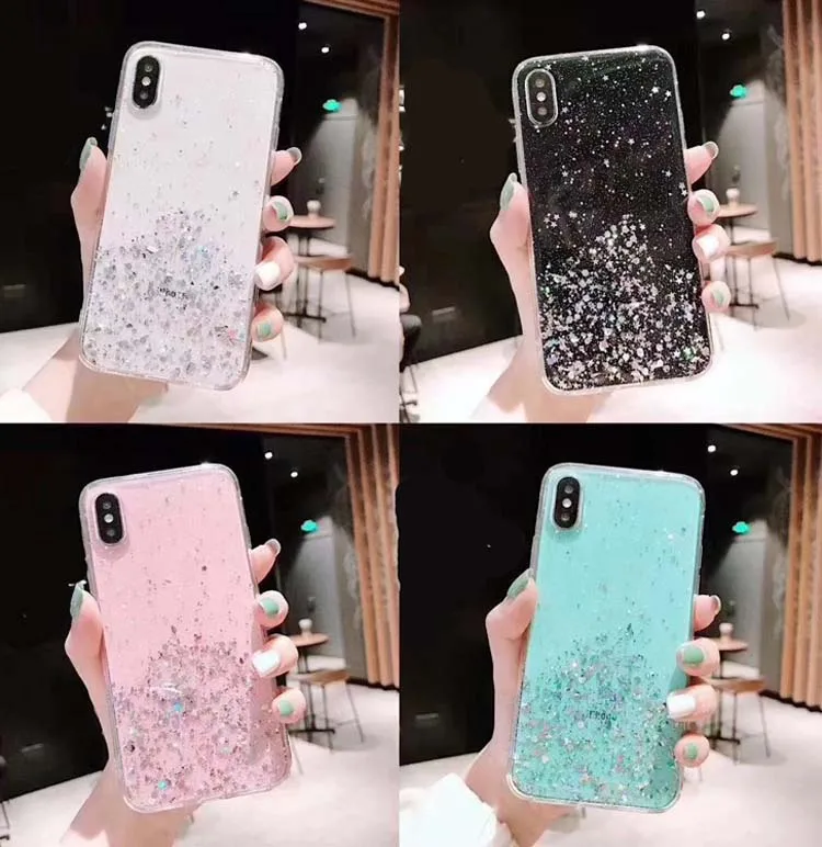 

Fashion Resin Dripping Glue Transparent Glitter Hard PC Back TPU bumper Phone Case Cover For VIVO X21