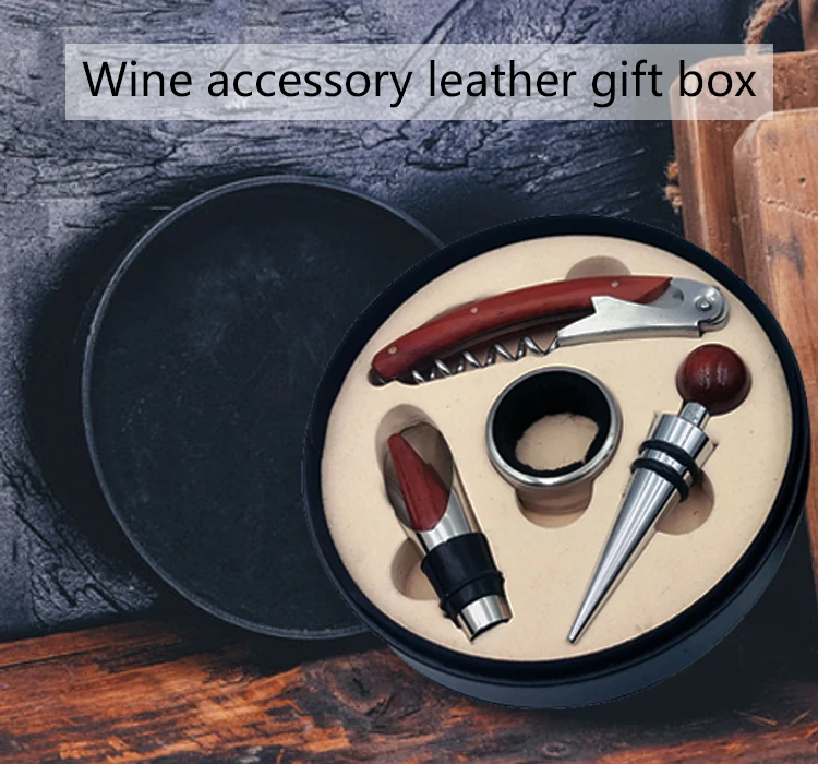 Premium Wine Set With 4 Accessories And Wine Gift Set With Leather Case