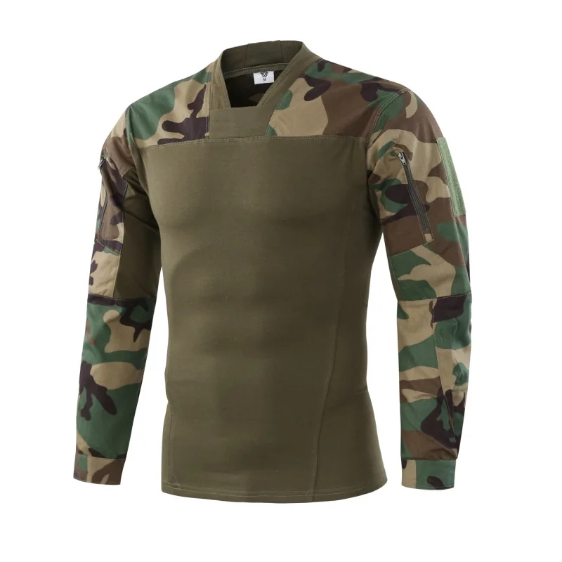 

Slim fit ventilation long sleeve men military tactical training camouflage suit t-shirt, Army green camouflage