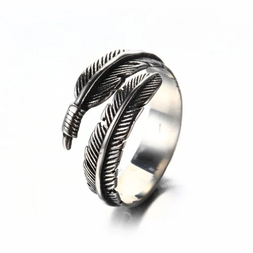 

Retro High-quality 925 Sterling Silver Jewelry Thai Silver Not Allergic Personality Feathers Arrow Opening Rings