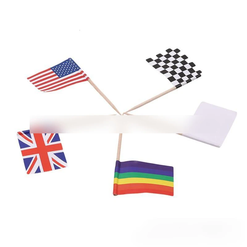 

Custom stock disposable bamboo wooden tooth pick food helloween decorate paper print countries american flag toothpicks