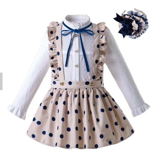 2020 New Arrival Pettigirl Girl Easter Outfit with Hairwear Polka Dot Baby Clothes Set 3 Pieces Set Korean Children's Clothing