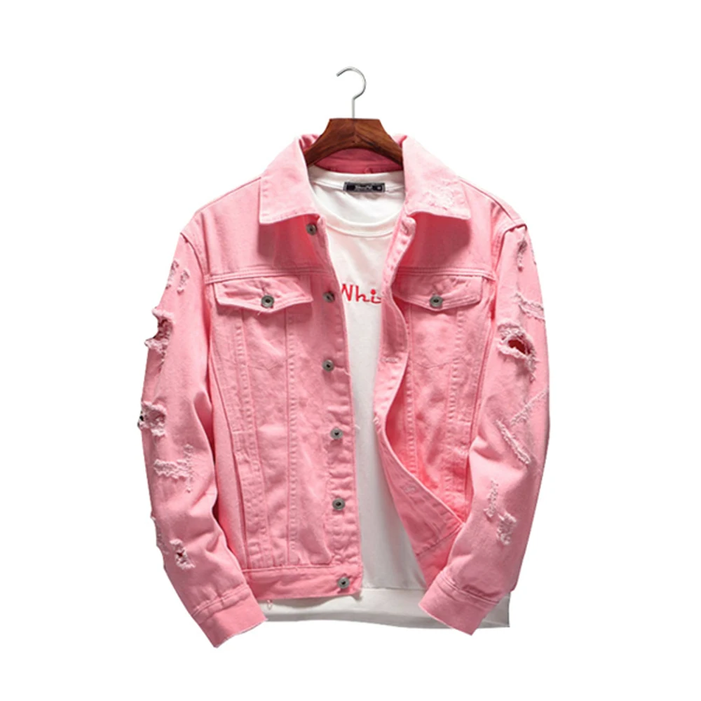 

Fashion Trendy Fashion Ripped Denim Male Streetwear Jackets Cowboy Coats Denim Jean Jacket, Custom