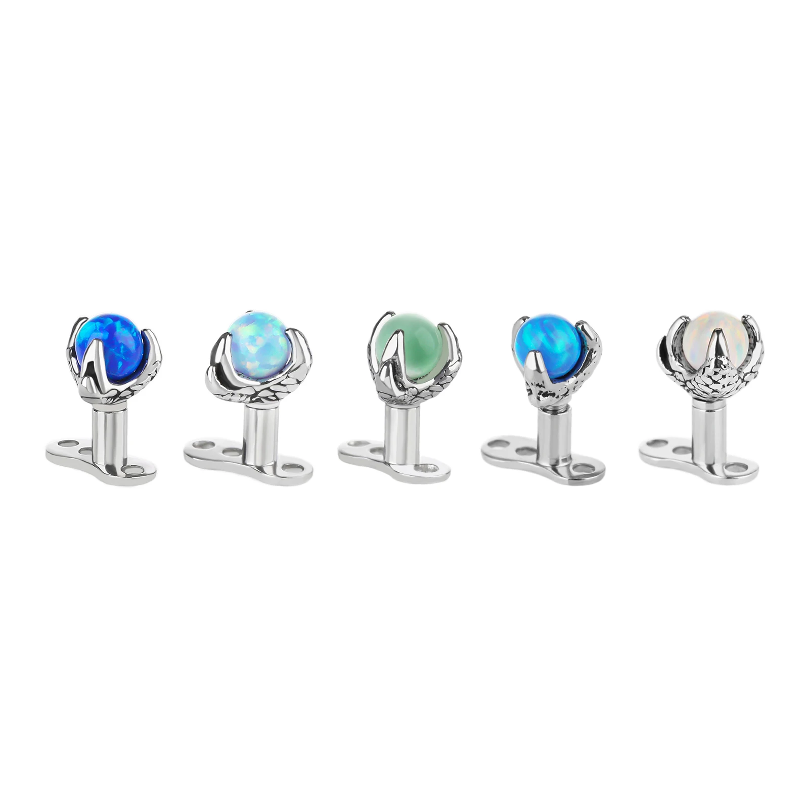 

Multi color stone stainless steel titanium dermal anchor body piercing for women men
