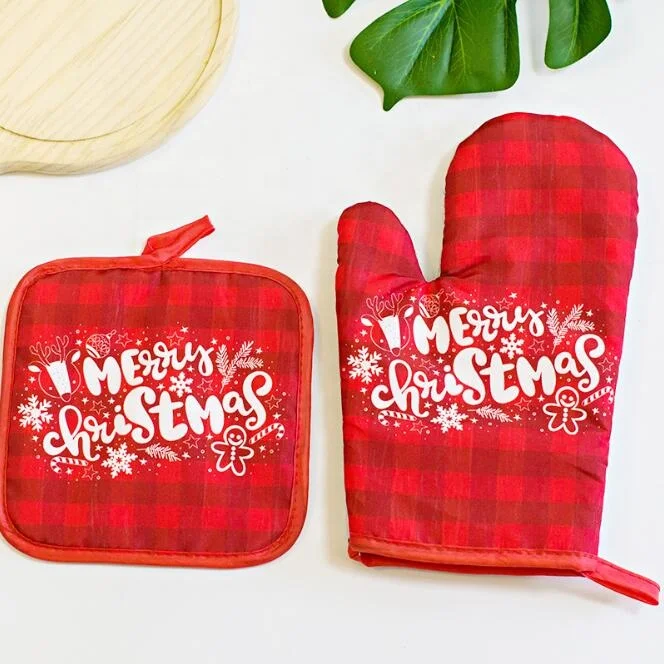 

cotton oven mitts Christmas oven mitts and pot holders sets, Red black pink green