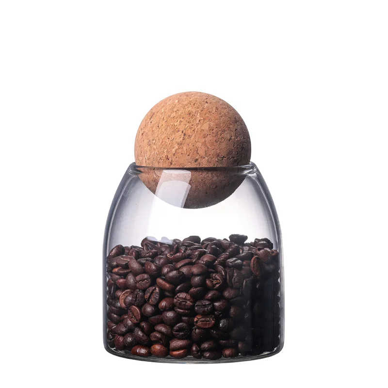 

China wholesale Unique Storage Round High Borosilicate Home Good Hand Blown Glass Jar with Round Cork Lid, Transparent