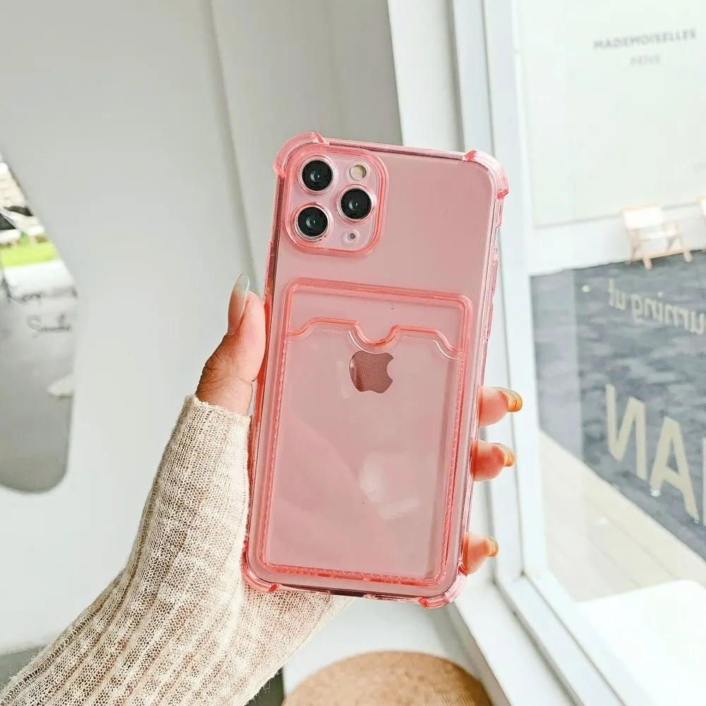 

Hot Selling Anti-Shock Airbag Shockproof 1.5mm Card Slot Transparent Soft TPU Mobile Phone Back Cover Case For Iphone 11 Pro