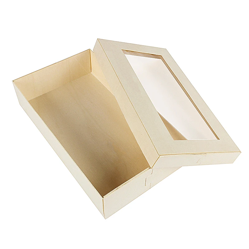 

Collapsible Disposable Wooden To Go Charcuterie Sandwich Box Take Out Food Cake Bread Grazing Box With Window