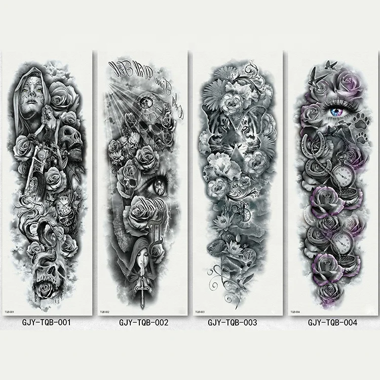 

Custom Design Waterproof Tattoo Cover Full Arm Sticker Tattoo Sleeve Temporary Halloween Tattoo Sticker, Metallic / colorful / customized