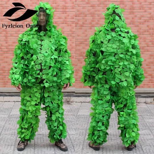 

Outdoor Hunting Bird Watching Jungle Leaf Camouflage Ghillie Suits Light CS Shooting Training Breathable Tops Pants Set Clothing