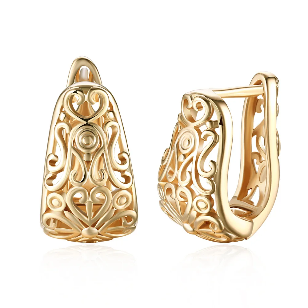 

Shangjie OEM Pattern hollow earrings brass loop earrings handmade silver wholesale earrings, Gold