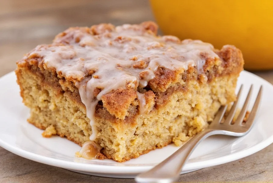 Step-by-step process of making cinnamon coffee cake showing batter preparation and streusel application