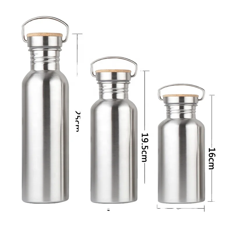 

Portable Stainless Steel Water Bottle Bamboo Lid Sports Flasks Leak-proof Travel Cycling Hiking Camping Bottles