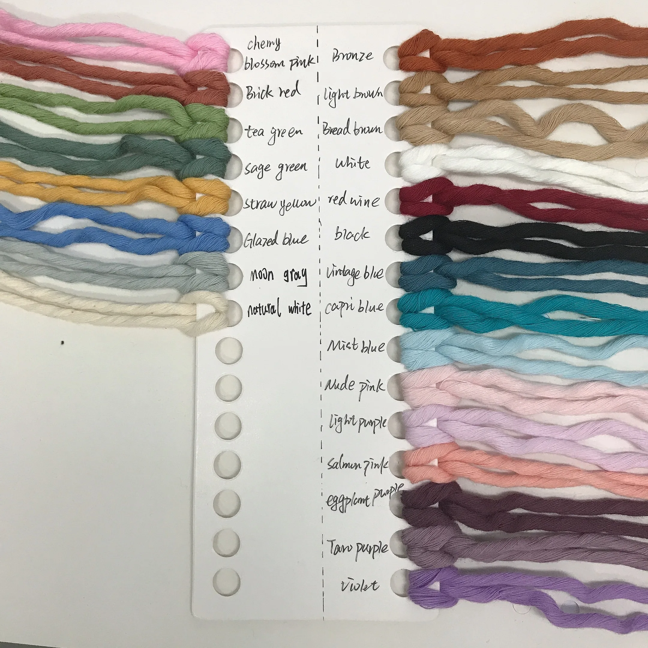 

Wholesale TOP quality 3mm 4mm 5mm colorful single strand twisted macrame cord cotton ropes 4mm, Natural white,color card