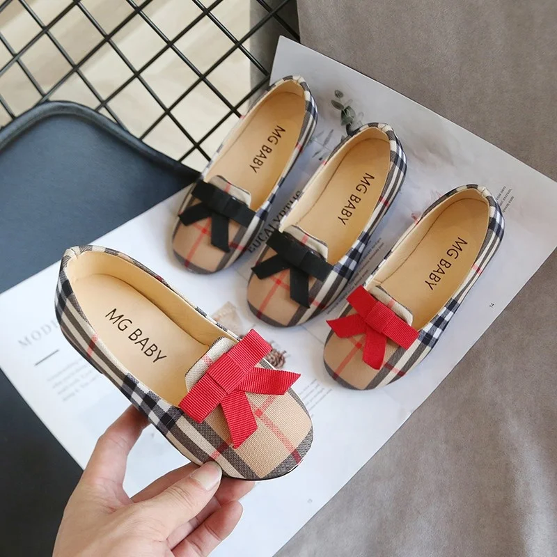 
girl shoes ballerina plaid flat bacy children casual leather kids dress shoes 