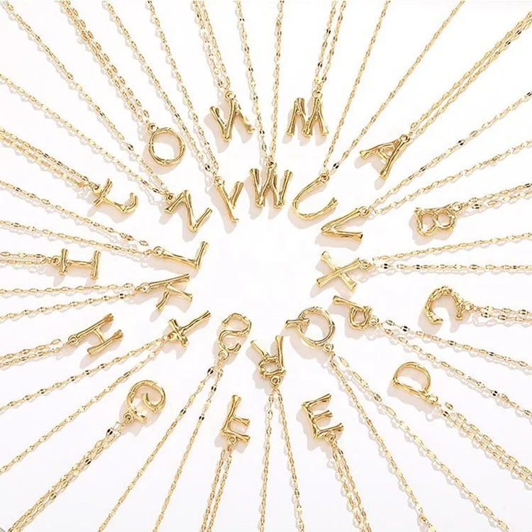 

Dainty 18K Gold Bamboo A to Z Alphabet Pendants Layered Necklaces Custom Statement Letter Initial Necklace for Women, Gold color