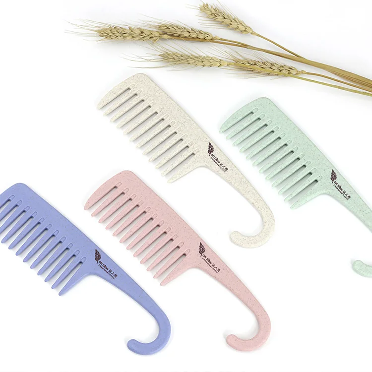 

Hot Sale Creative Wheat Straw Comb Hign Quality Plastic Comb With Hook, Blue,green,pink,biege