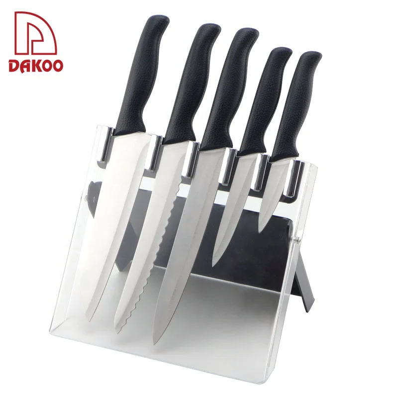 

Classics Design Soft Handle Chef Knife Set With Acrylic Block, Black