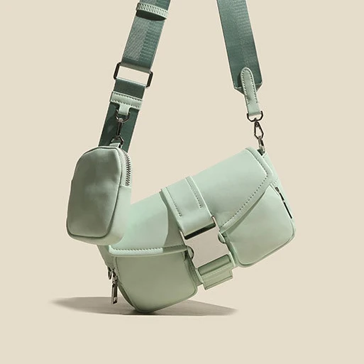 

New trendy women Crossbody mini pouch Cellphone bag soft leather sling bag 2 pieces set handbags for women