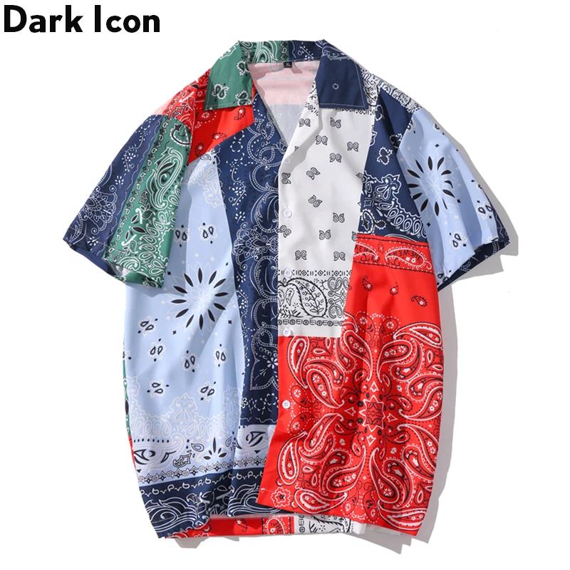 

Holiday Beach Patchwork Bandana Hawaiia Shirt Polo Shirts Men