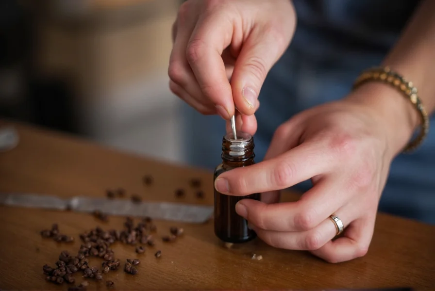 Perfumer working with essential oils showing the craftsmanship behind pepper and vetiver fragrance creation