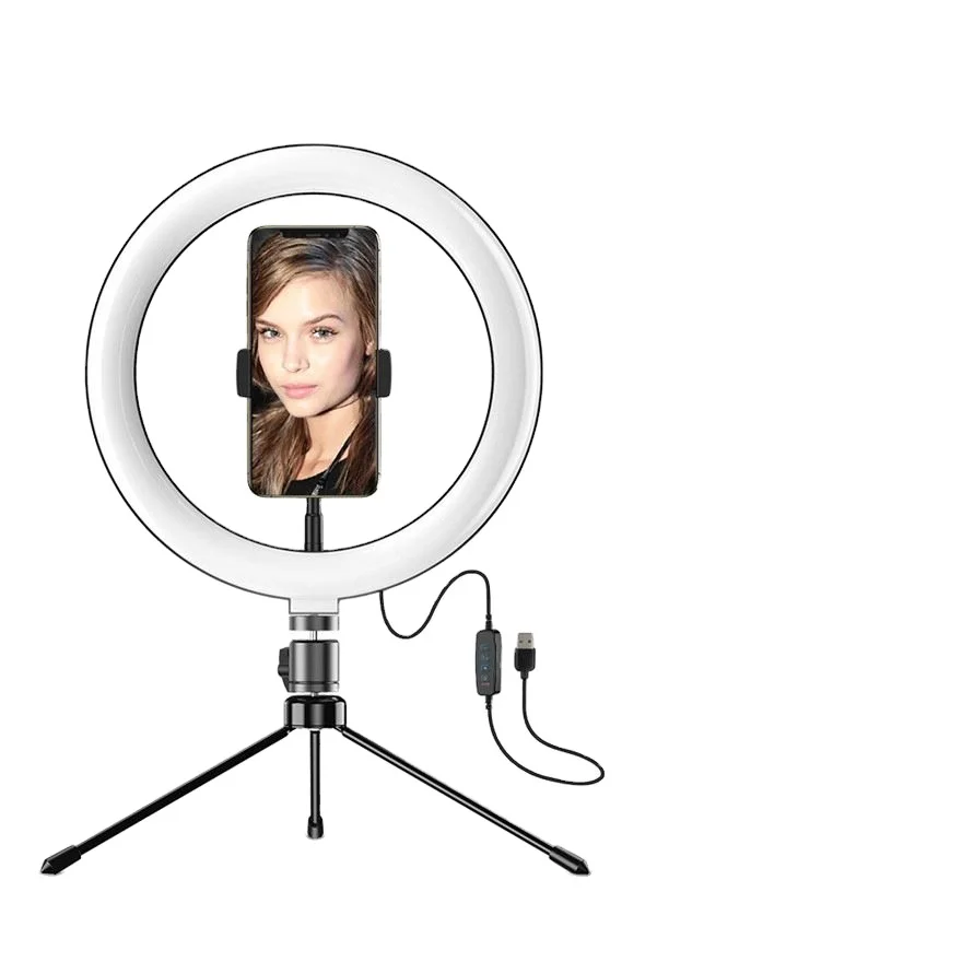 

OEM Factory price 10 12 inch LED small ringlight with Desktop tripod stand for Smartphone Makeup Video livestream Record