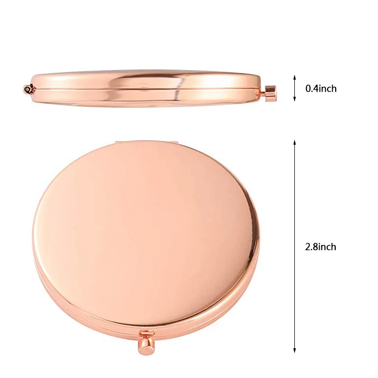 

Wholesale Custom Logo Rose Gold Silver Pocket Mirrors Round Small Makeup Mirror For Women Makeup Outside