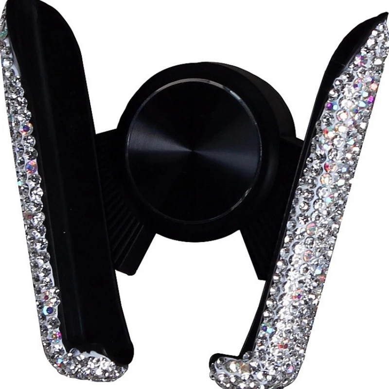 

Universal 360 Degree Adjustable Crystal Bling Car Phone Holder Bike Phone Charger And Holder, Silver golden black