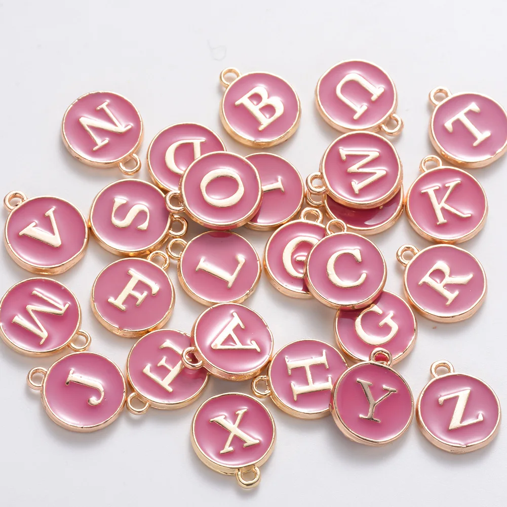 

Two Sided Suitable Colorful Alphabet Zinc Alloy Dripping Oil Letter Charms for Jewelry Making