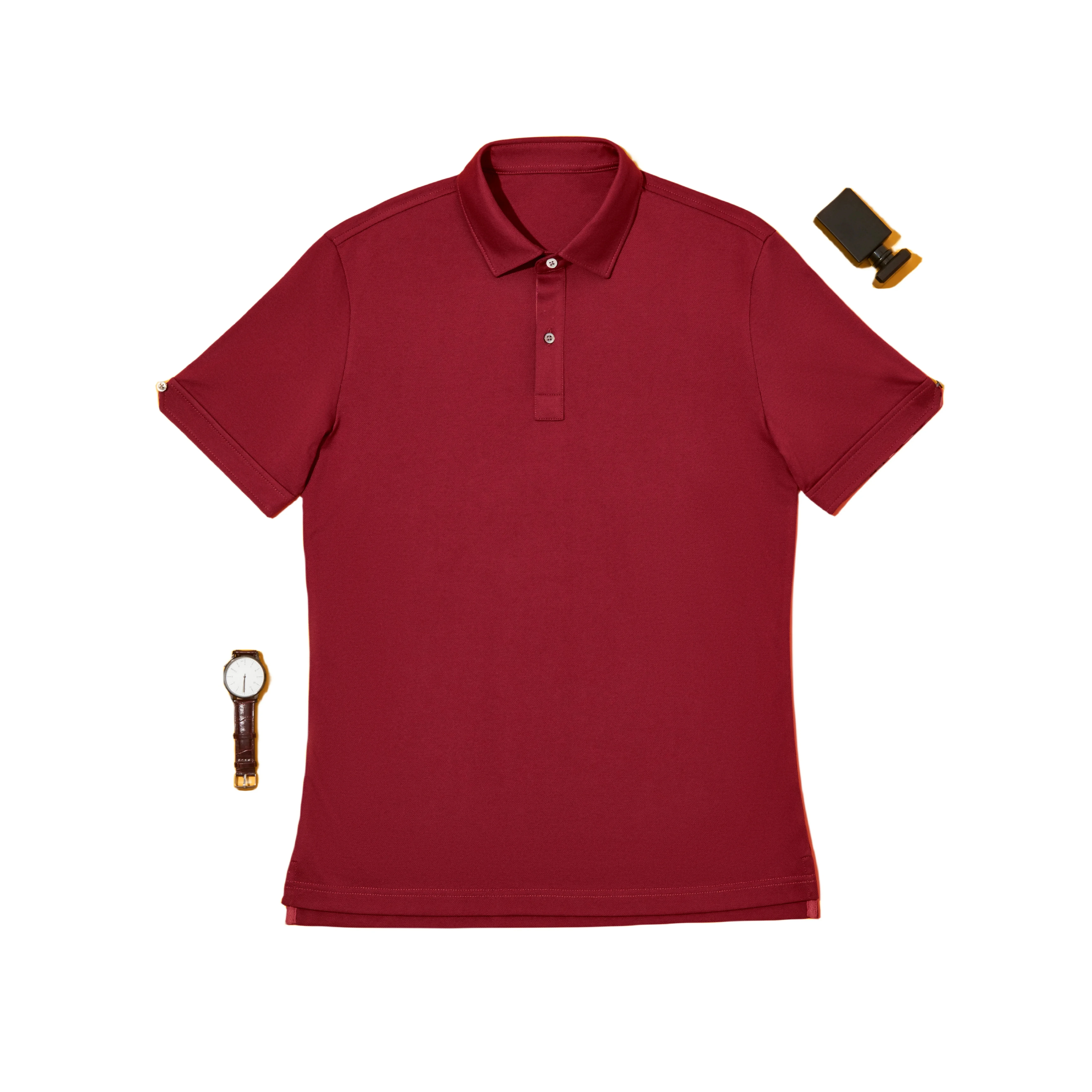 2023 Bosha Men's Custom Casual Polo Shirt 100% Cotton Quick Dry Knitted Fabric Solid Pattern Short Sleeve ODM Supply