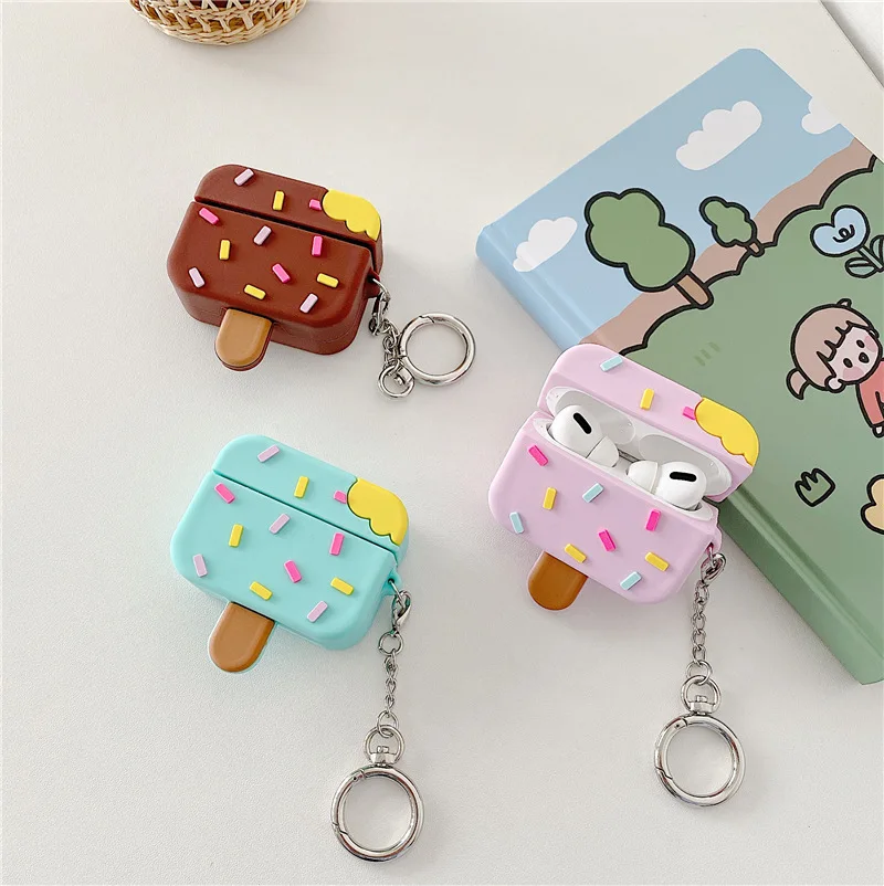 

Design Wireless Earphone Cover 3d Cartoon Ice Cream Cute Soft Silicone Earphone Cases For Wireless Headphone Cover Bags