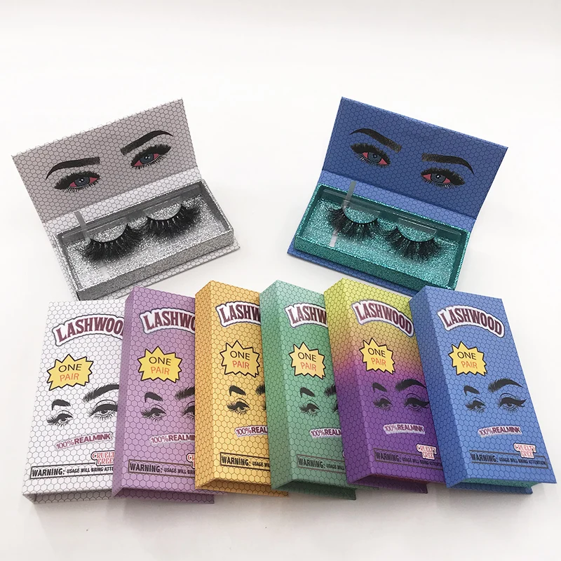 

Custom Lash packaging for 25mm Fluffy Mink Eyelashes Empty Lashwood Boxes Wispy Lashwood Packaging, Natural black