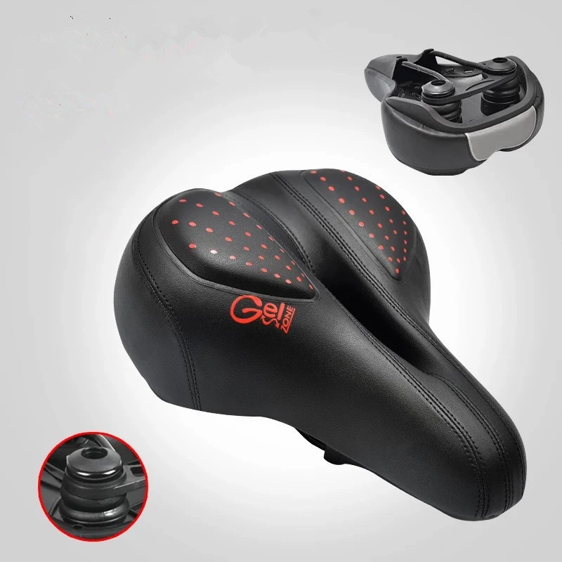 

RTS Comfortable Bike Seat Wide Memory Foam Padded Soft Bike Cushion Absorbing Shock bicycle saddle accessories, As pic shows