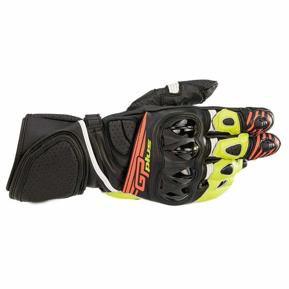 

Motorcycle Race Long Gloves Motorbike Racing Bike Racing Driven Leather Knuckle Protection, Yellow, black, red, white