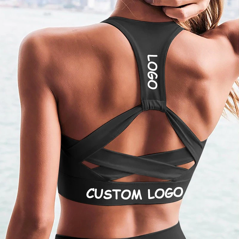 

Wholesale Custom Logo Sujetadores High Quality Spandex Printed Seamless Women Nude Sport Yoga Bra