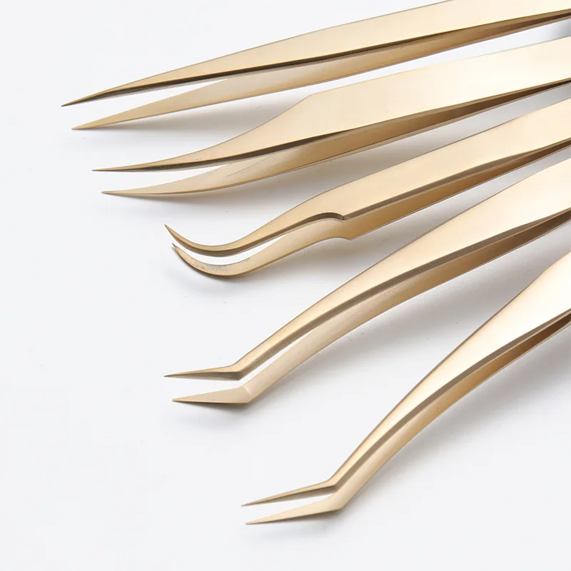 

Private Label Mink Eyelash Extension Tweezers Stainless Steel High Precision Volume Eyebrow Tweezers Manufacturer, Gold