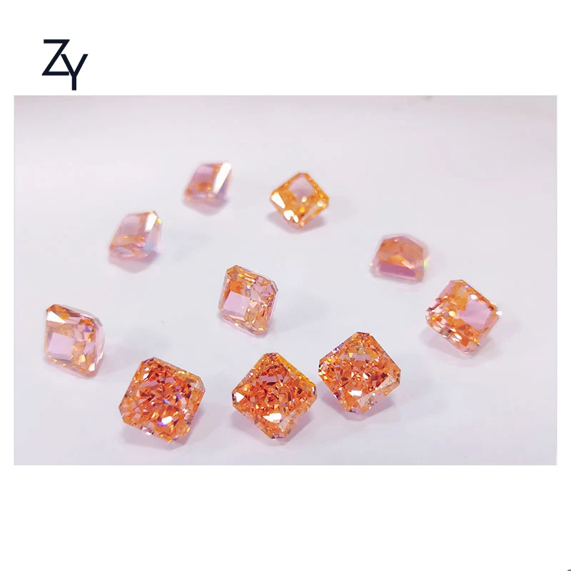 

ZHUANGYEE orange green Round Brilliant Cut Lab grown Synthetic Diamond stones 1.0 Carat Loose gemstone Cushion Zircon