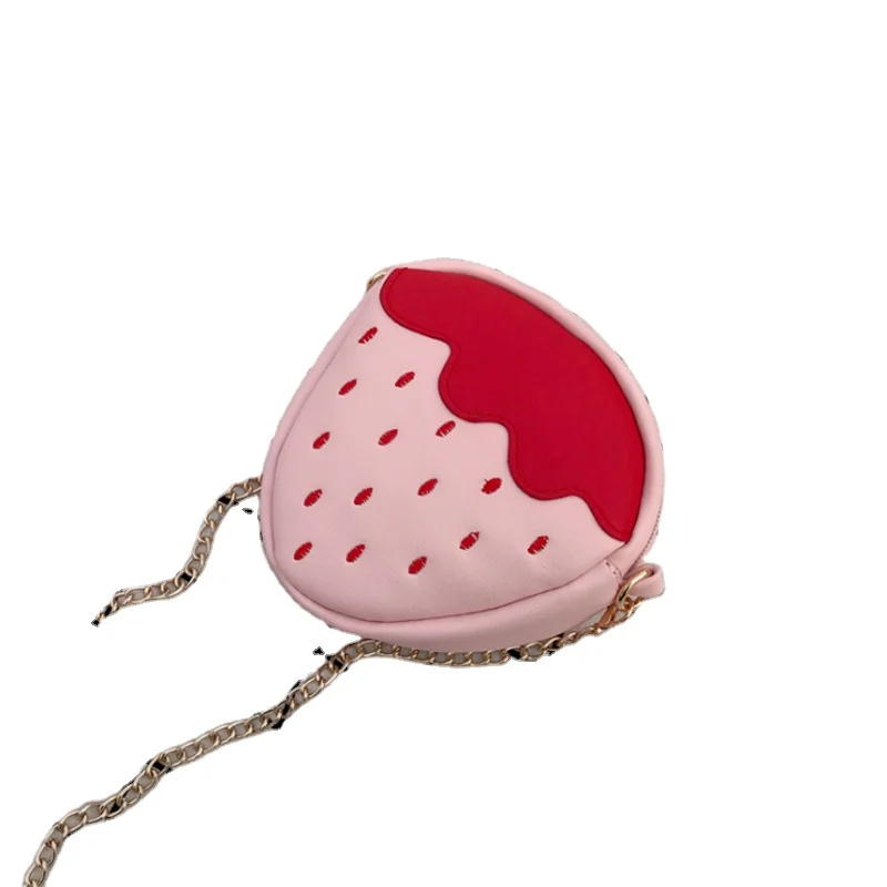 

Children Coin Purse Cute Fruit Strawberry Shape Chain Girl Kids Crossbody Designers Purses Handbag, As pic