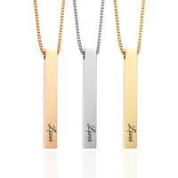 

Stainless steel 316L lettering necklace 5*40mm energy bar stereo pendant Lover necklace