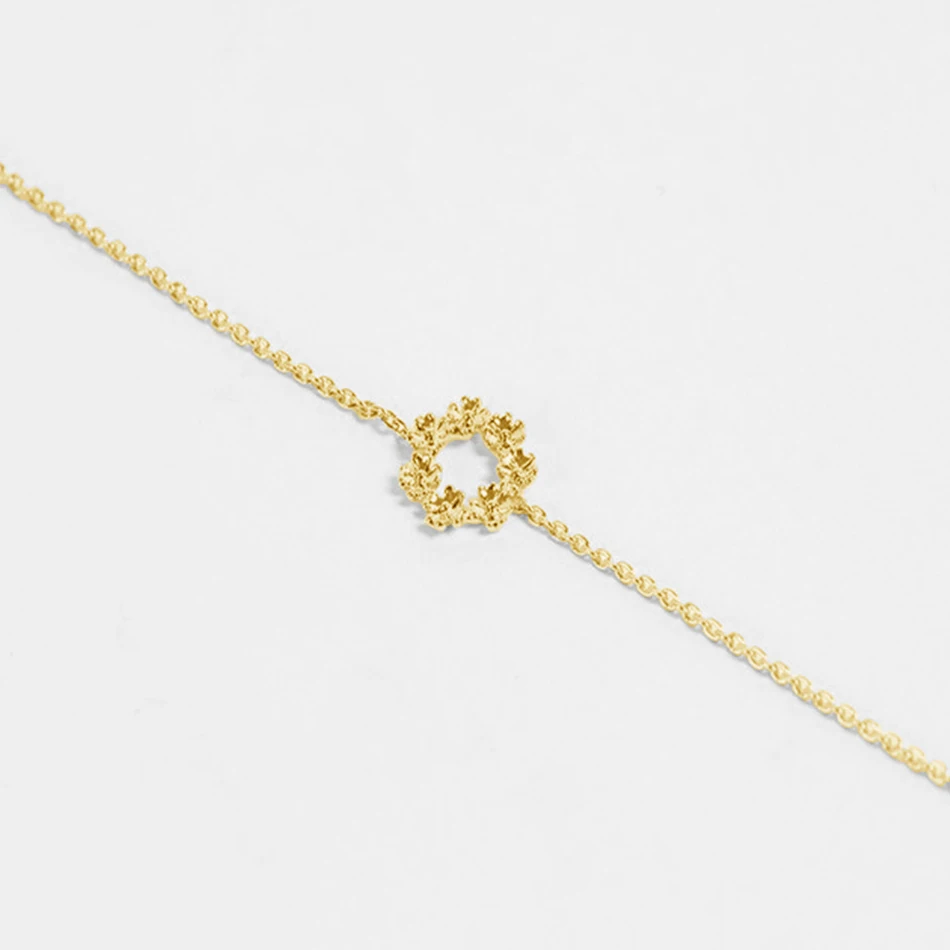 

Trendy Band 925 Sterling Silver 18 k Gold Plated Flower Bracelet For Woman Fashion Jewelry