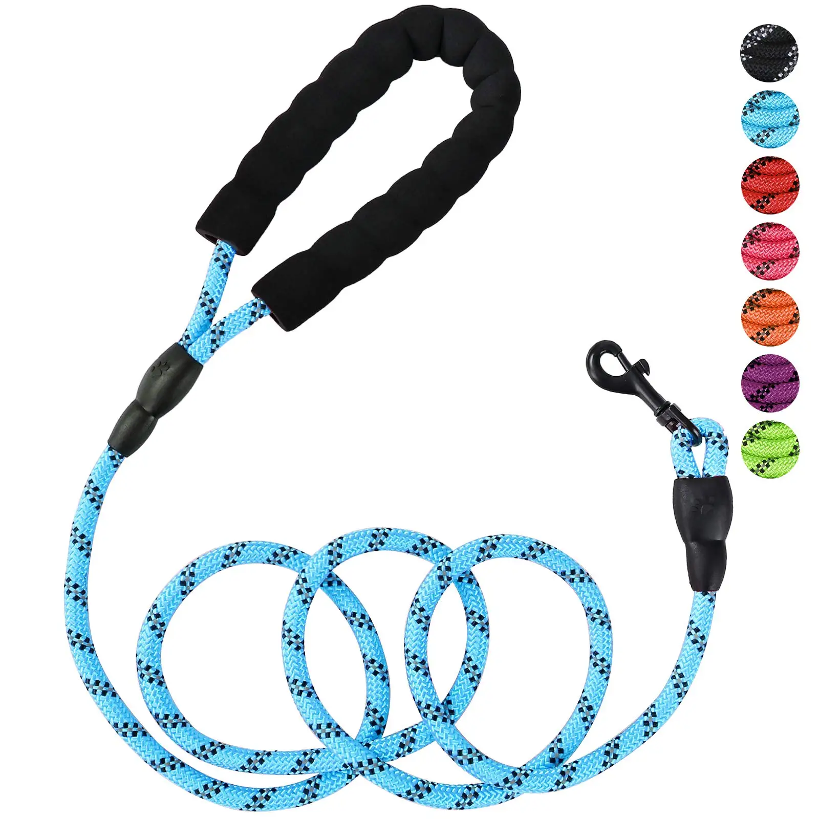 

Dreamzoo custom made Light Strong Blue Dog Leash Highly Reflective Durable Rope Leash with Soft Padded Anti-Slip