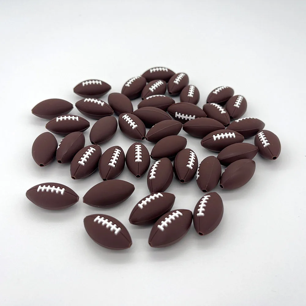 

Wholesale Food Grade Bpa Free Football Loose Silicone Bead Silicone Teething Rugby Beads For Jewelry Making