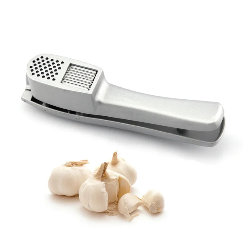 

CHRT aluminum garlic squeezer Kitchen Tools Aluminum Alloy Garlic Press Stainless Steel Mincer Crusher for Nuts Seeds, Sliver