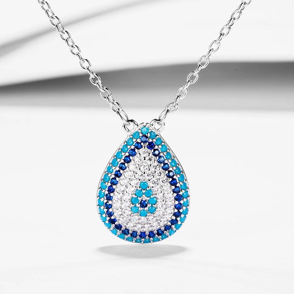 

Authentic 925 Sterling Silver Necklace AAA Cubic Zirconia Water Drop Pendants Necklaces for Women Fashion Jewelry