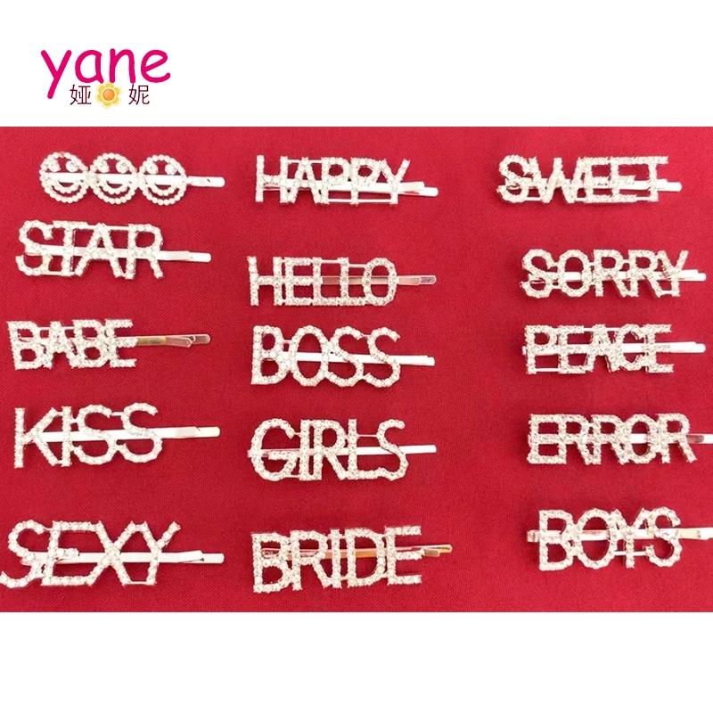 

Fashion personalized letters hair clip hot saling hair crystal clip for girls